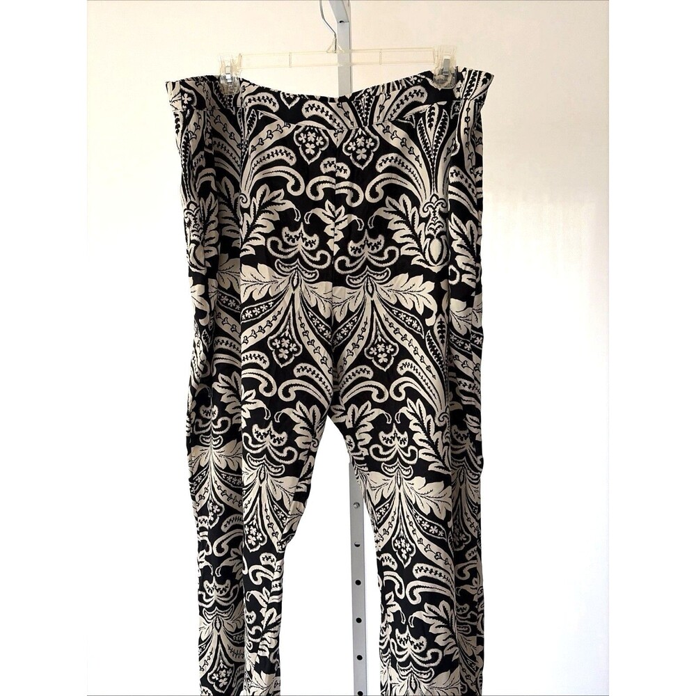 Soft Surroundings Wide Leg Pants Plus 3X Black Tan Paisley Pull On Comfort - Picture 4 of 11